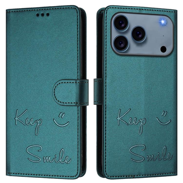 For iPhone 17 Pro Smile Embossing RFID Leather Phone Case