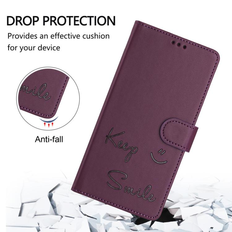 For iPhone 17 Pro Max Smile Embossing RFID Leather Phone Case