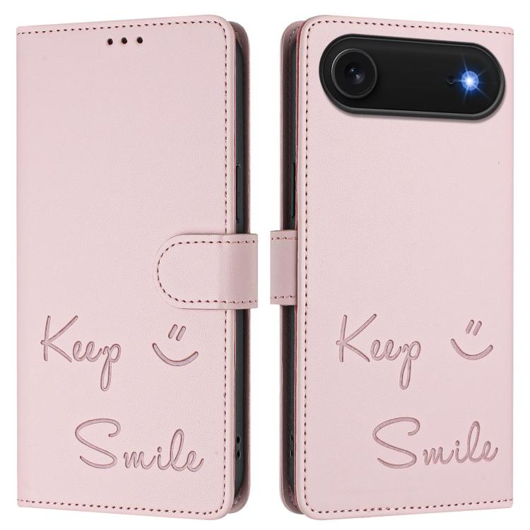 For iPhone Air Smile Embossing RFID Leather Phone Case