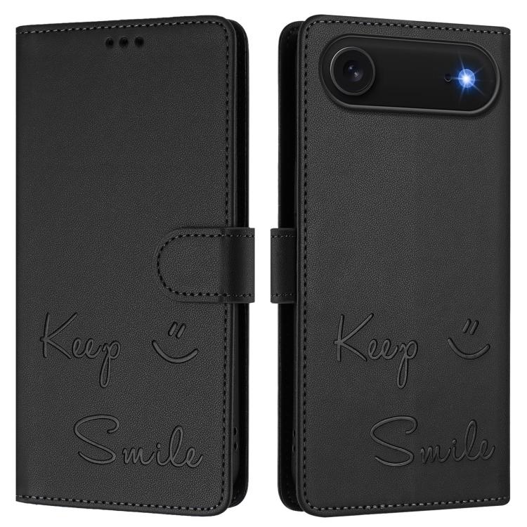 For iPhone Air Smile Embossing RFID Leather Phone Case