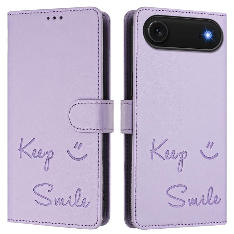 For iPhone Air Smile Embossing RFID Leather Phone Case