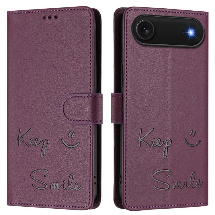 For iPhone Air Smile Embossing RFID Leather Phone Case