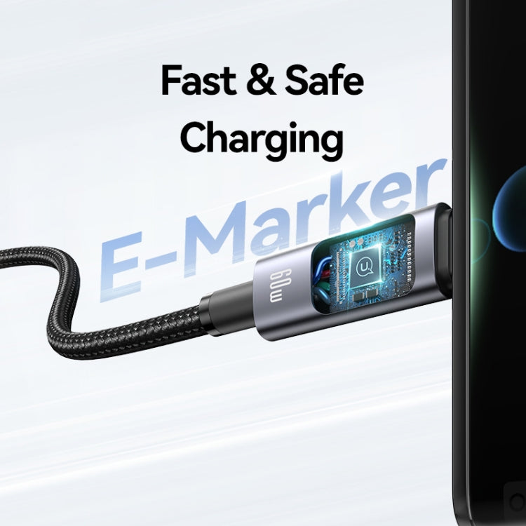 USAMS 60W 6 in 1 Digital Display Fast Charging Cable, Length:1.2m - Titanium Gray