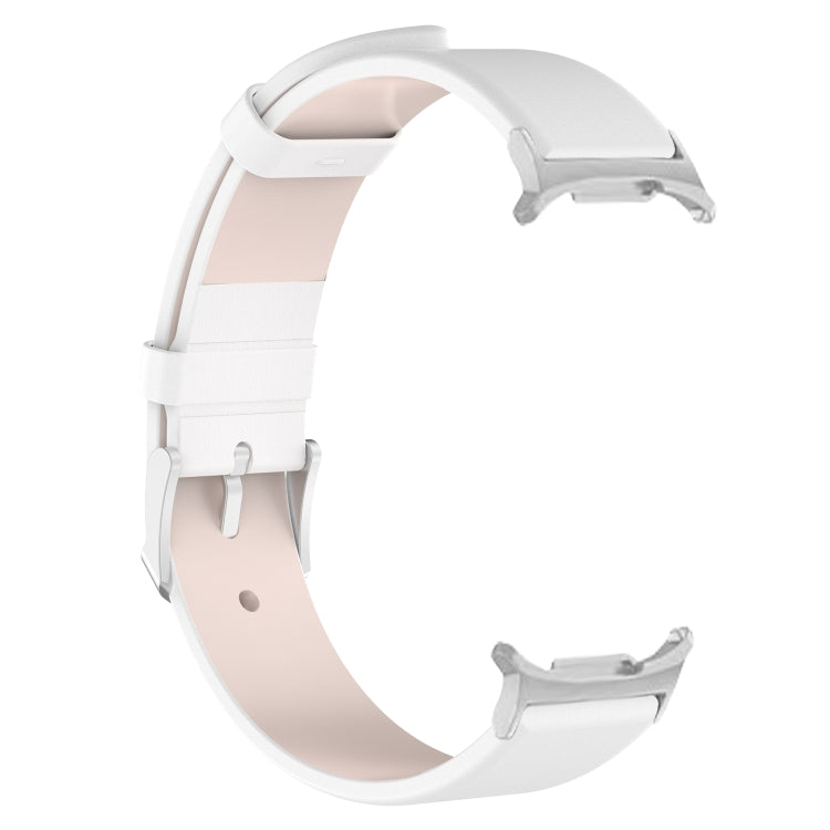 For Samsung Galaxy Watch Ultra 47mm / Ultra 2025 Stainless Steel Silver Buckle Leather Watch Band