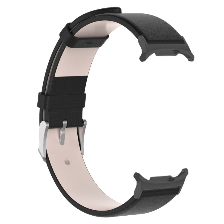 For Samsung Galaxy Watch Ultra 47mm / Ultra 2025 Stainless Steel Silver Buckle Leather Watch Band