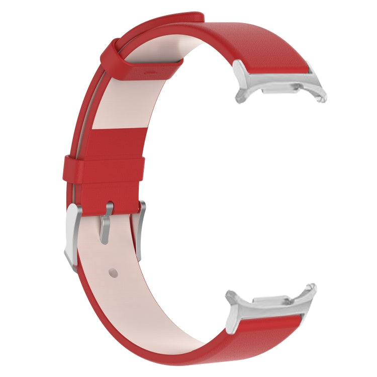 For Samsung Galaxy Watch Ultra 47mm / Ultra 2025 Stainless Steel Silver Buckle Leather Watch Band