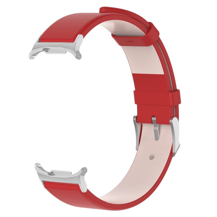 For Samsung Galaxy Watch Ultra 47mm / Ultra 2025 Stainless Steel Silver Buckle Leather Watch Band