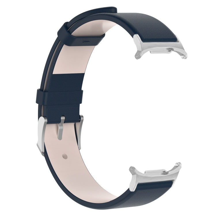 For Samsung Galaxy Watch Ultra 47mm / Ultra 2025 Stainless Steel Silver Buckle Leather Watch Band