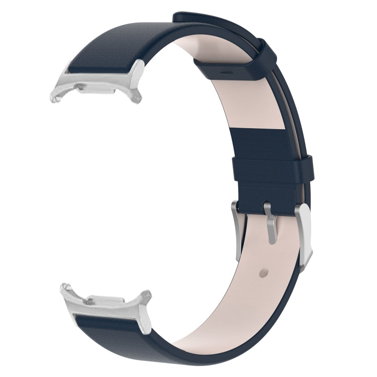 For Samsung Galaxy Watch Ultra 47mm / Ultra 2025 Stainless Steel Silver Buckle Leather Watch Band