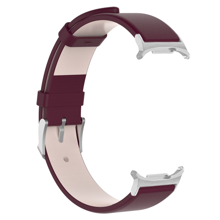 For Samsung Galaxy Watch Ultra 47mm / Ultra 2025 Stainless Steel Silver Buckle Leather Watch Band