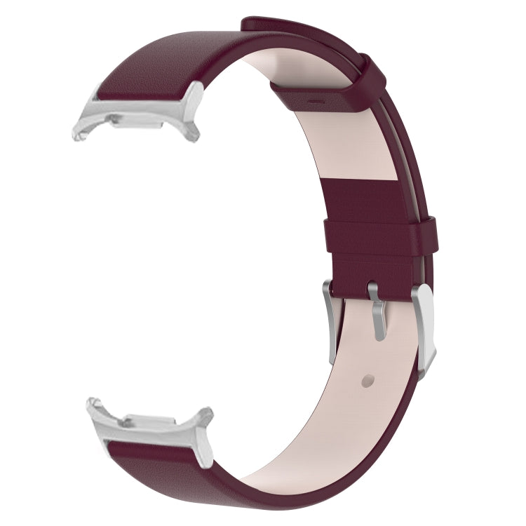 For Samsung Galaxy Watch Ultra 47mm / Ultra 2025 Stainless Steel Silver Buckle Leather Watch Band