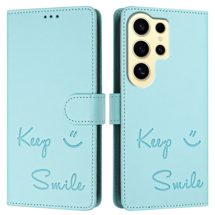 For Samsung Galaxy S24 Ultra 5G Smile Embossing RFID Leather Phone Case
