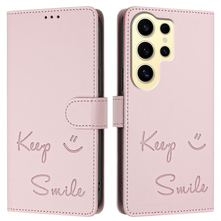 For Samsung Galaxy S24 Ultra 5G Smile Embossing RFID Leather Phone Case