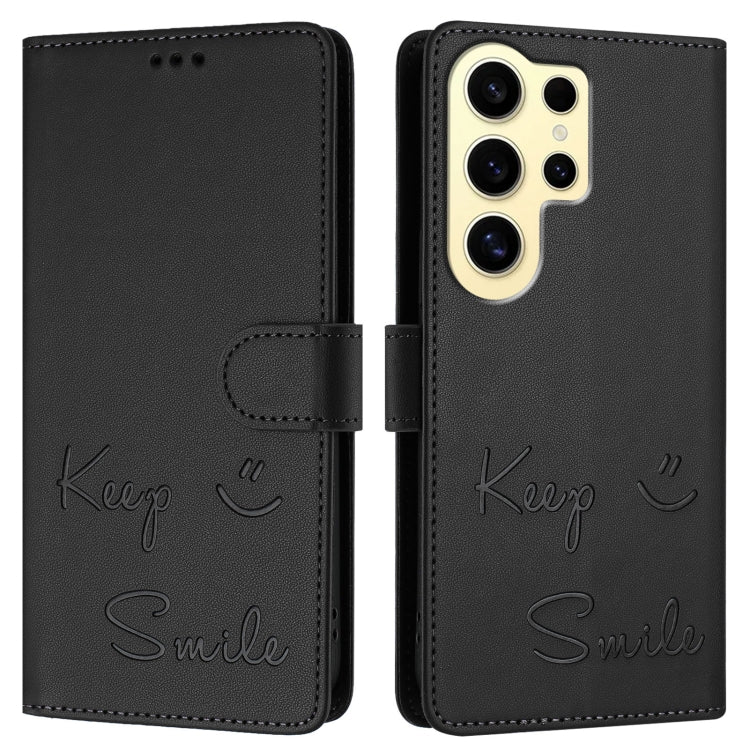 For Samsung Galaxy S24 Ultra 5G Smile Embossing RFID Leather Phone Case