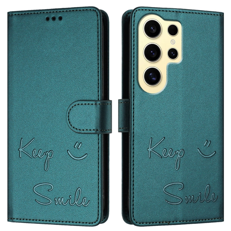 For Samsung Galaxy S24 Ultra 5G Smile Embossing RFID Leather Phone Case