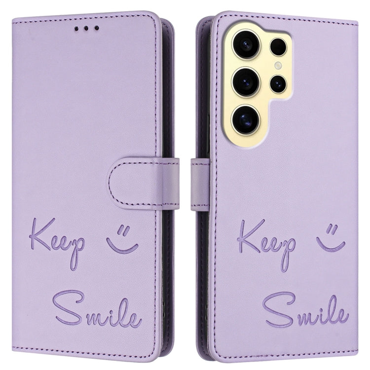 For Samsung Galaxy S24 Ultra 5G Smile Embossing RFID Leather Phone Case