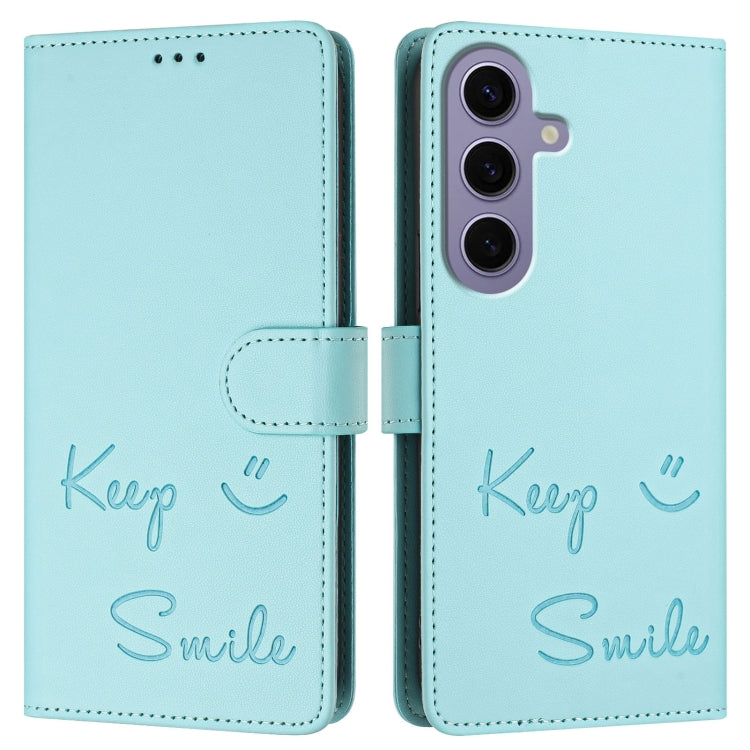 For Samsung Galaxy S24 5G Smile Embossing RFID Leather Phone Case