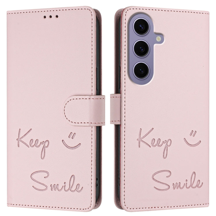 For Samsung Galaxy S24 5G Smile Embossing RFID Leather Phone Case