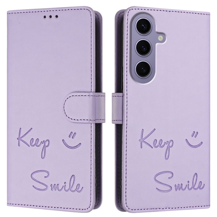 For Samsung Galaxy S24 5G Smile Embossing RFID Leather Phone Case