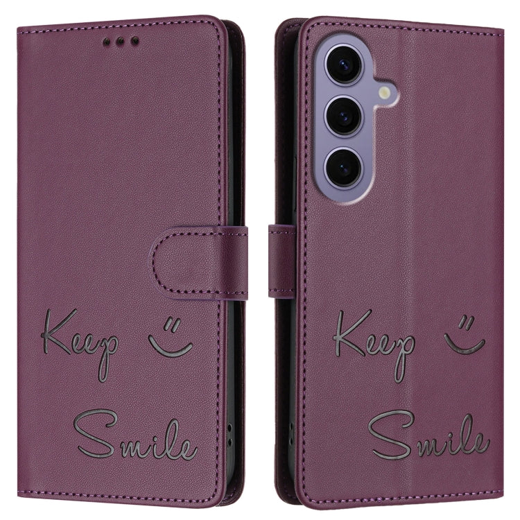 For Samsung Galaxy S24 5G Smile Embossing RFID Leather Phone Case