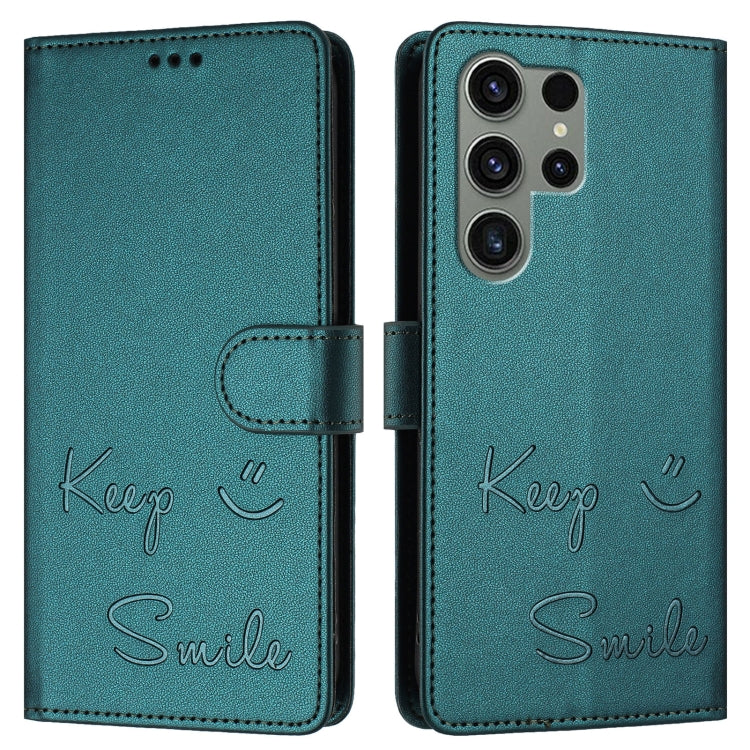 For Samsung Galaxy S23 Ultra 5G Smile Embossing RFID Leather Phone Case