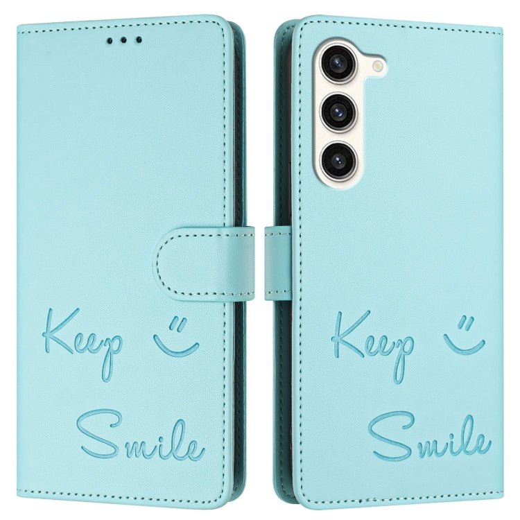 For Samsung Galaxy S23+ 5G Smile Embossing RFID Leather Phone Case