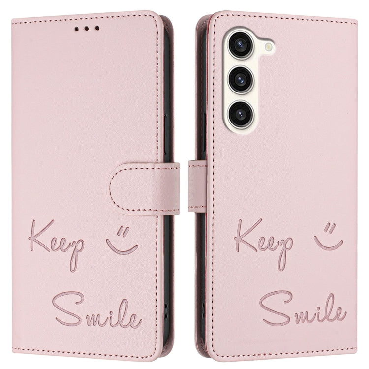 For Samsung Galaxy S23+ 5G Smile Embossing RFID Leather Phone Case