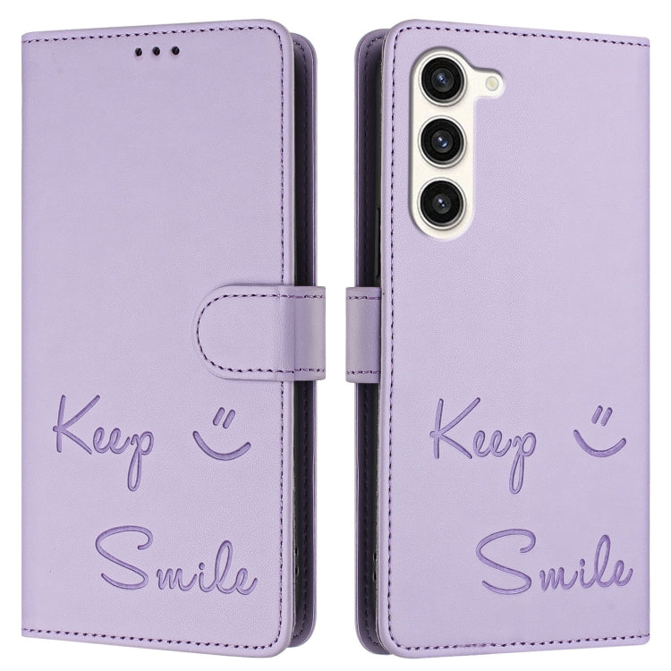 For Samsung Galaxy S23+ 5G Smile Embossing RFID Leather Phone Case