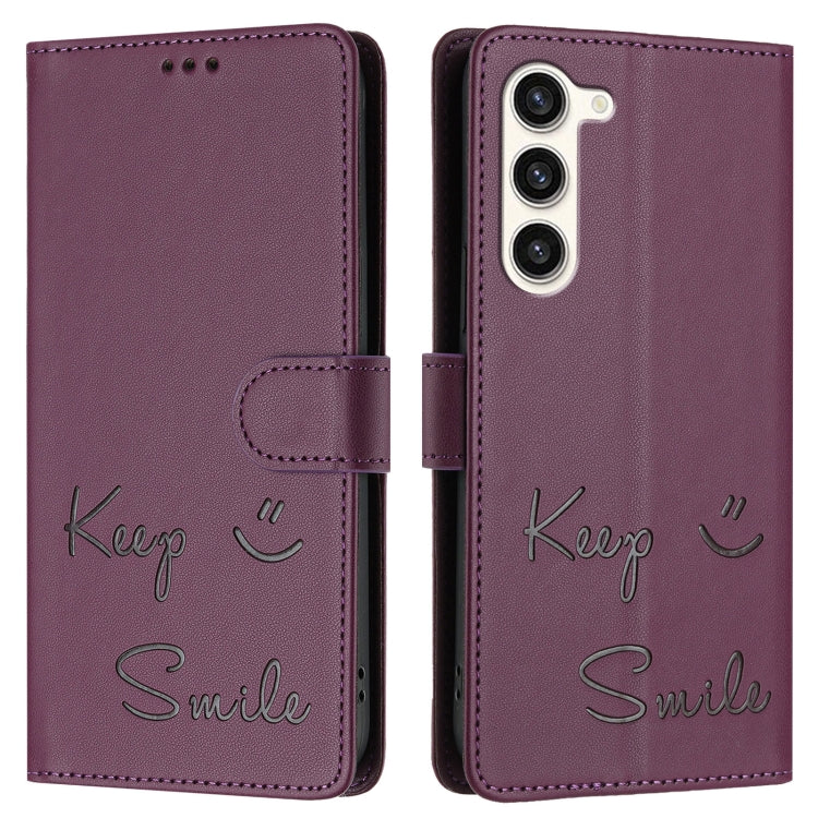 For Samsung Galaxy S23+ 5G Smile Embossing RFID Leather Phone Case