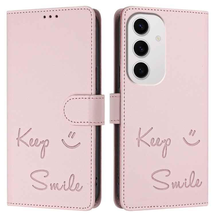 For Samsung Galaxy S24 FE 5G Smile Embossing RFID Leather Phone Case