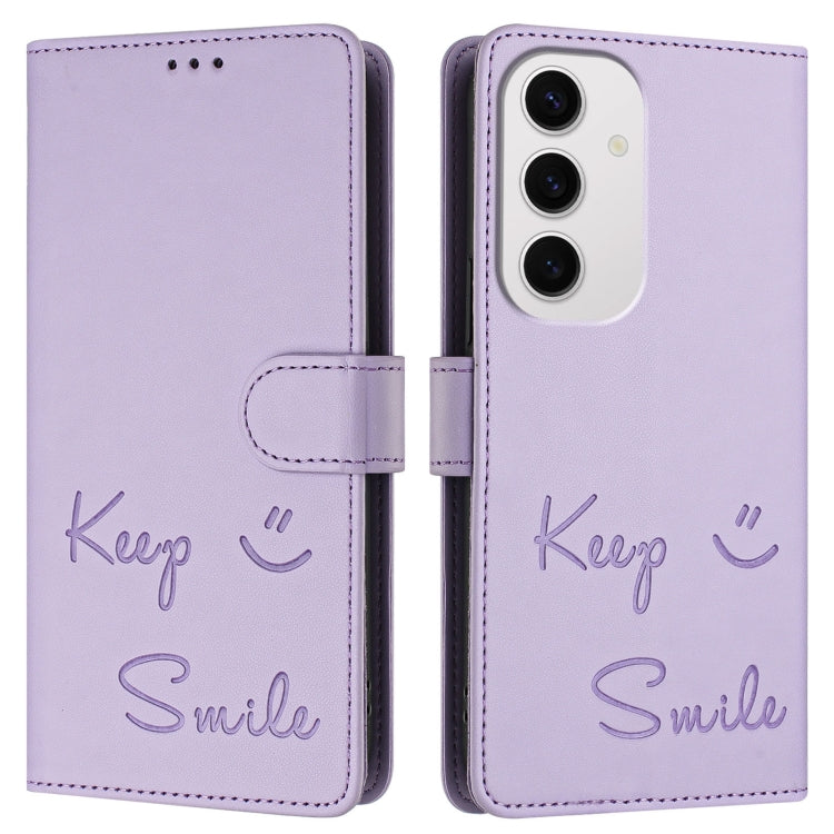 For Samsung Galaxy S24 FE 5G Smile Embossing RFID Leather Phone Case