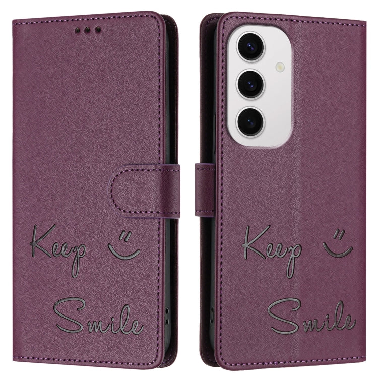 For Samsung Galaxy S24 FE 5G Smile Embossing RFID Leather Phone Case