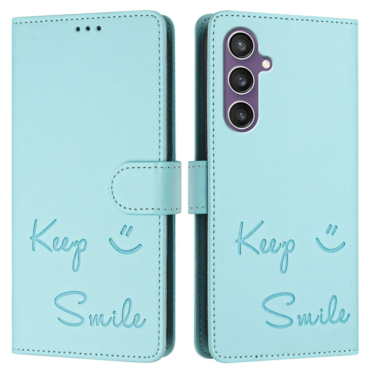 For Samsung Galaxy S23 FE 5G Smile Embossing RFID Leather Phone Case