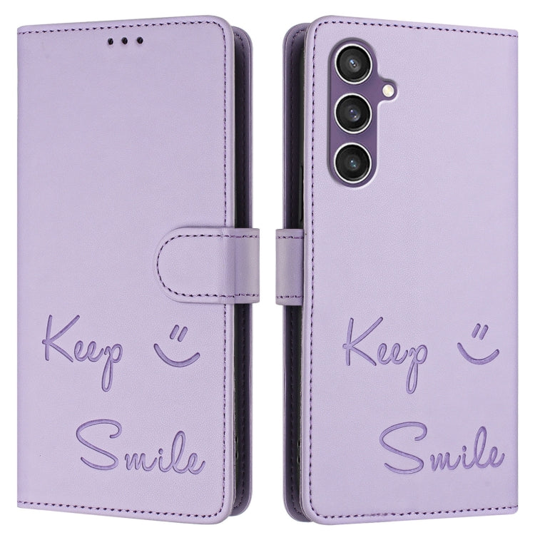 For Samsung Galaxy S23 FE 5G Smile Embossing RFID Leather Phone Case