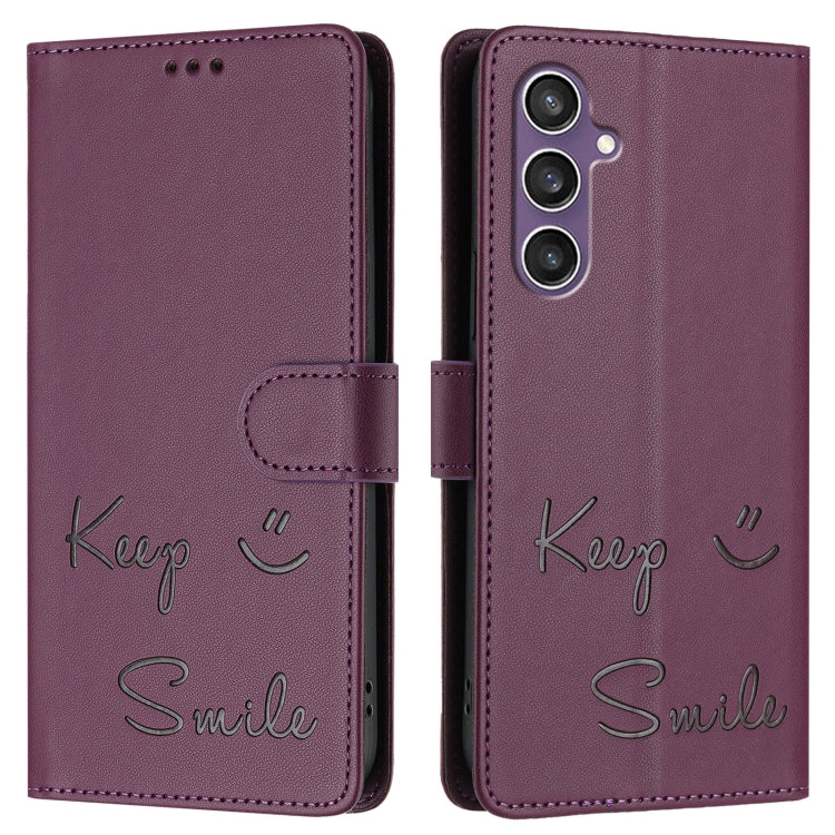 For Samsung Galaxy S23 FE 5G Smile Embossing RFID Leather Phone Case