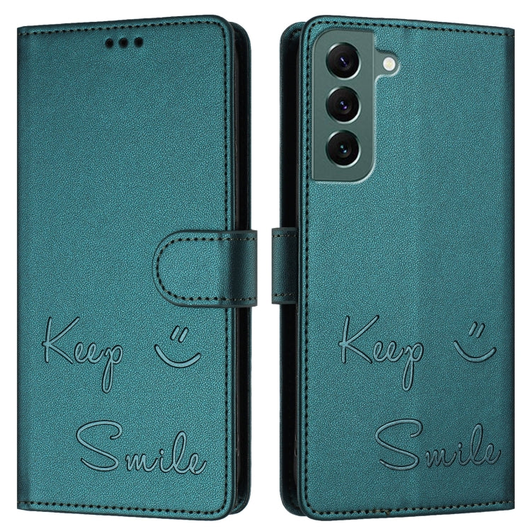 For Samsung Galaxy S22+ 5G Smile Embossing RFID Leather Phone Case