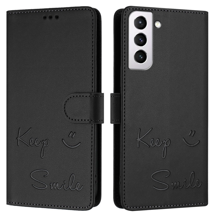 For Samsung Galaxy S21+ 5G Smile Embossing RFID Leather Phone Case