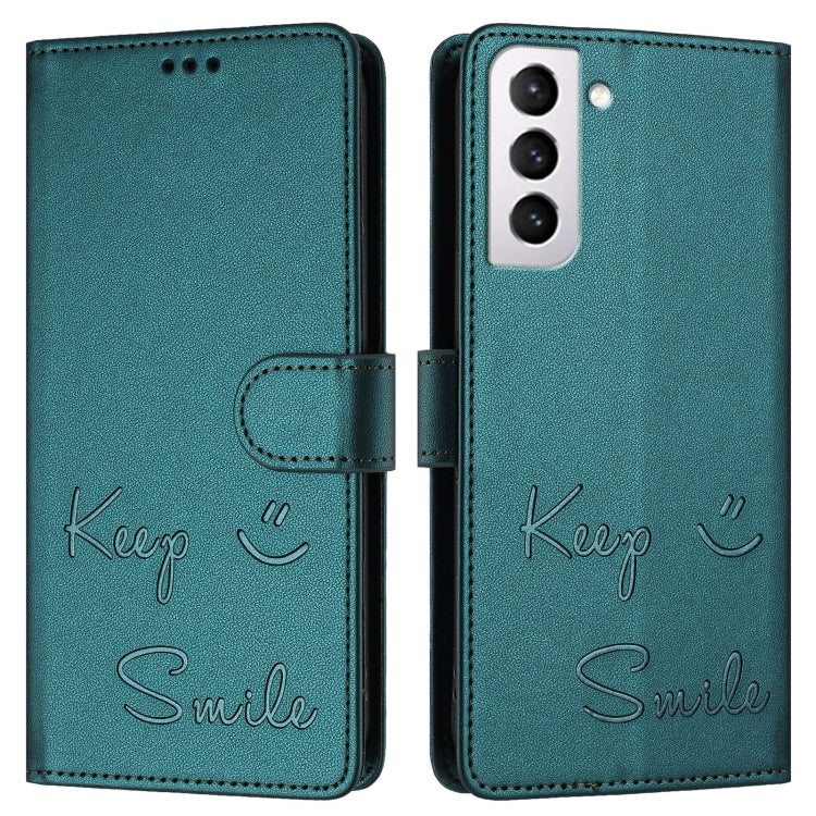 For Samsung Galaxy S21+ 5G Smile Embossing RFID Leather Phone Case