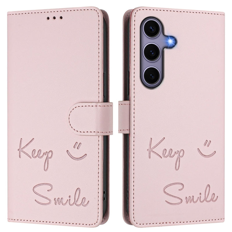 For Samsung Galaxy S25 5G Smile Embossing RFID Leather Phone Case