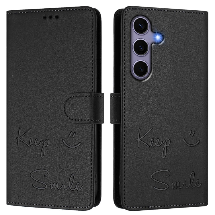 For Samsung Galaxy S25 5G Smile Embossing RFID Leather Phone Case