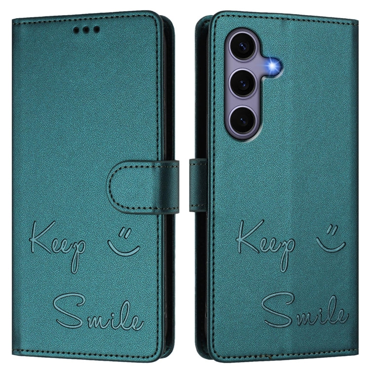 For Samsung Galaxy S25 5G Smile Embossing RFID Leather Phone Case