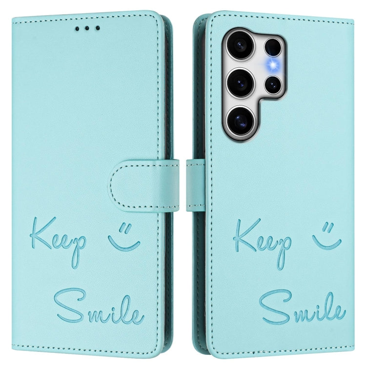 For Samsung Galaxy S25 Ultra 5G Smile Embossing RFID Leather Phone Case