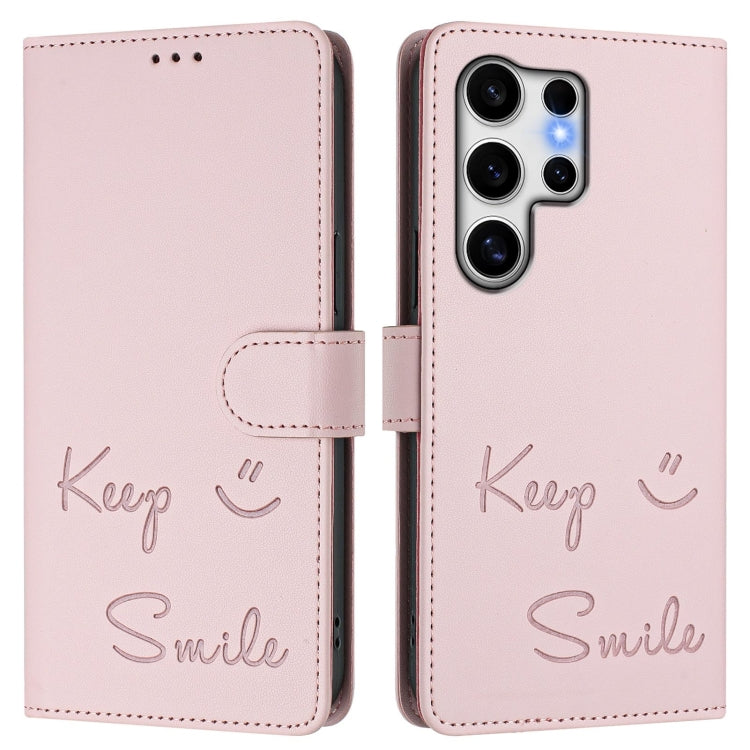 For Samsung Galaxy S25 Ultra 5G Smile Embossing RFID Leather Phone Case