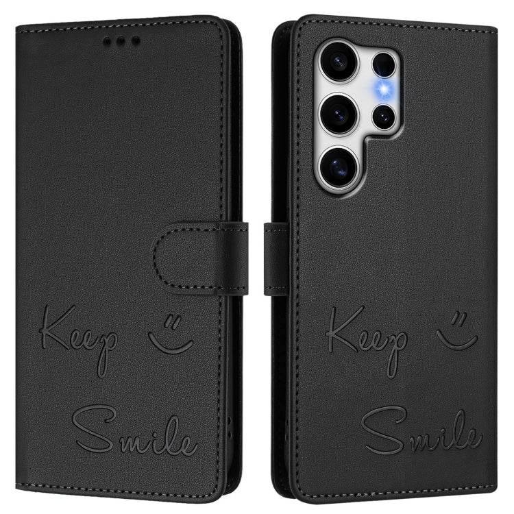 For Samsung Galaxy S25 Ultra 5G Smile Embossing RFID Leather Phone Case