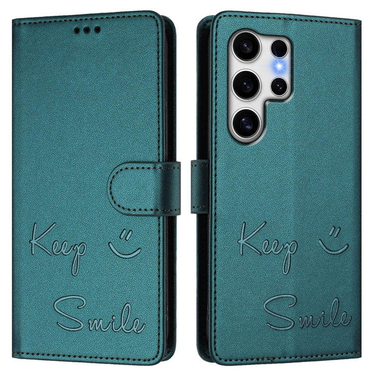 For Samsung Galaxy S25 Ultra 5G Smile Embossing RFID Leather Phone Case