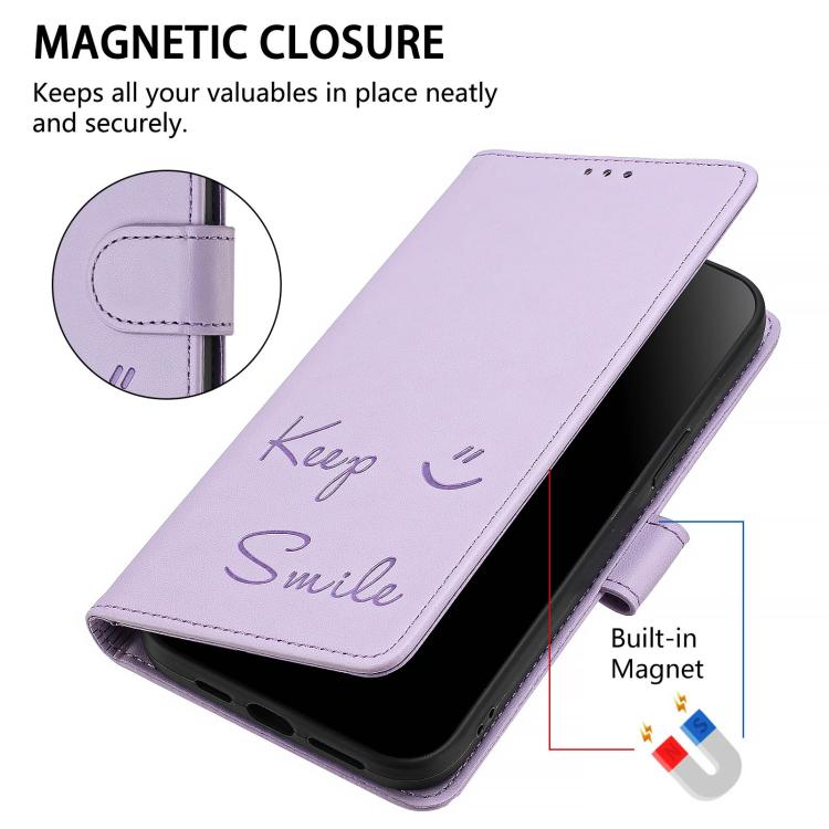 For Samsung Galaxy S26 Edge 5G Smile Embossing RFID Leather Phone Case