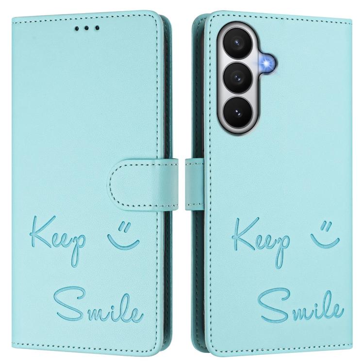 For Samsung Galaxy S26 5G Smile Embossing RFID Leather Phone Case