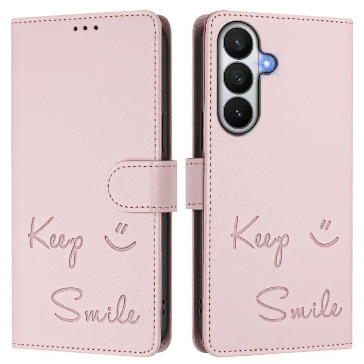 For Samsung Galaxy S26 5G Smile Embossing RFID Leather Phone Case