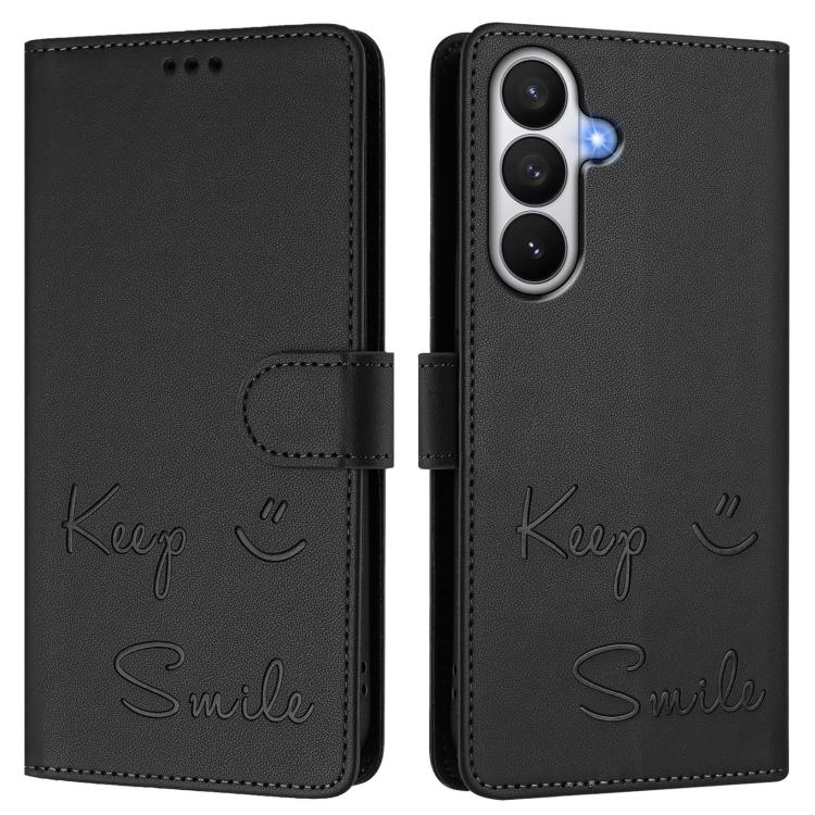 For Samsung Galaxy S26 5G Smile Embossing RFID Leather Phone Case