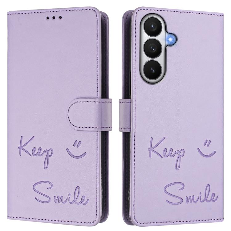 For Samsung Galaxy S26 5G Smile Embossing RFID Leather Phone Case